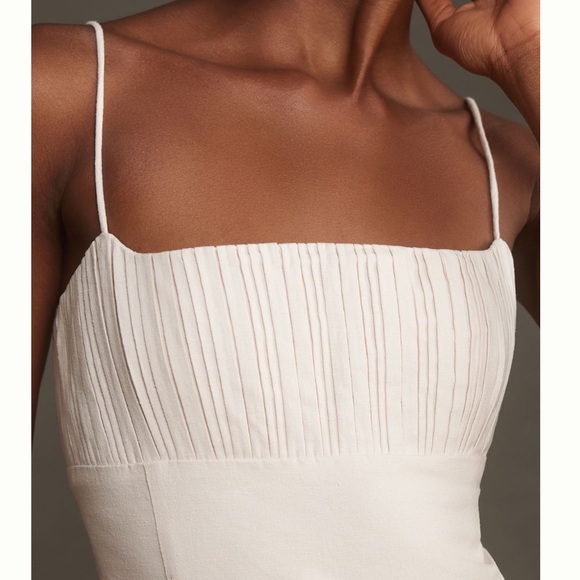 NWT! Anthropologie The Ophelia Sleeveless Linen Slim Mini Dress Maeve Light Sand - Picture 4 of 10